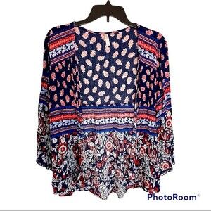 Xhiliration Women's Red/White/Blue Cover Up Size Medium